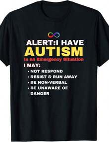 Camiseta de Concientización "Tengo Autismo en una Situación de Emergencia" Transpirable y cómoda - Negro 5 - Ver 7
