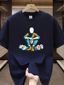 Camiseta de manga corta estampada de marca, moderna y de alta calidad, para hombre, nueva colección de verano, informal, de talla grande, holgada y versátil. - Multicolor - Ver 8