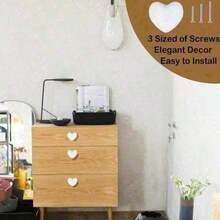 1/2/3/5/6/8/10/12/15/20pcs Ceramic Drawer Knobs Heart Shape Cabinet Dresser Pulls Handles With 3 Sized Screws, Kitchen Furniture Knobs For Closet Cupboard Wardrobe - Heart - View 5