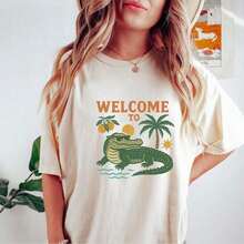 Florida T-Shirt, Florida T-Shirt, Aesthetic Graphic T-Shirt, Sunshine State Florida T-Shirt, Summer T-Shirt Gift, Women's Oversized Summer T-Shirts, Women's Dresses - 白色 005 - 查看 3