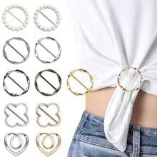 11pcs Scarf Clips, T-Shirt Collar Clips, Women's Fashion Metal Round Buckle Waist Cincher - Multicolor - View 3