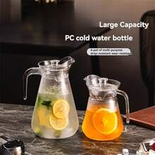 1 pieza Jarra de agua de pico de pato transparente de PC a prueba de roturas y resistente al calor, diseño ergonómico con pico en forma de pico de pato para verter fácilmente, gran capacidad, jarra reutilizable para almacenar bebidas frías y jugo en el hogar y la cocina - transparente - Ver 1