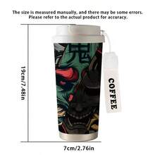 1個 530ML Cool Mask/Abstract Wishes/National Style 印花不鏽鋼保溫隨行杯，附蓋與矽膠吸管，舒適握感，大容量咖啡杯，適用辦公室、學校、居家、露營，送給朋友/家人的禮物推薦 - 彩色 - 查看 10
