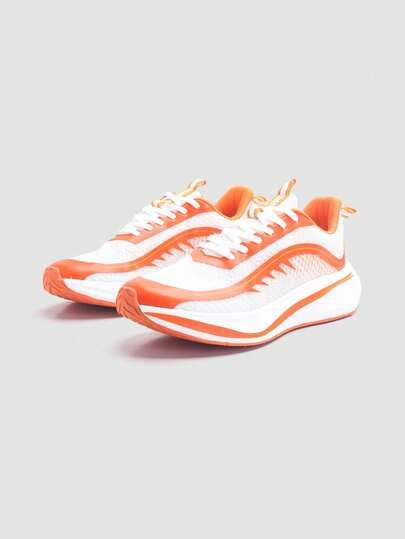Jifffly 1 par de zapatillas deportivas antideslizantes con cordones unisex, con detalles de salpicaduras de pintura, patrón de teñido anudado naranja, zapatillas de running transpirables de caña baja para exteriores