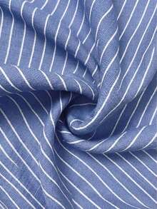 Conjunto de 2 piezas de mujer tejido a rayas de estilo elegante para el verano - Azul lavado medio - Ver 7
