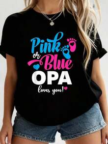 Camiseta de anuncio de género rosa o azul Opa te para revelación de género del bebé 2026 Nueva camiseta impresa para mujeres, camiseta de otoño para mujeres, camiseta de invierno, camiseta de para mujeres DON7 - Negro - Ver 7