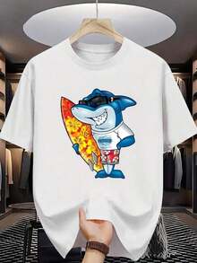 Mangas cortas de moda para deportes de ocio masculinos, estampado 2d con patrón de , elástico y cómodo, adecuado para deportes, viajes, ropa diaria casual - versión convencional de cuello redondo, tejido de punto, camiseta con patrón, camisa cómoda, mangas cortas de moda impresas masculinas - Blanco - Ver 1