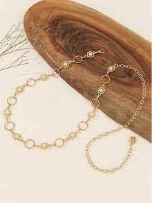 Plus Size Bohemian Retro Floral Waist Chain - Gold - View 7