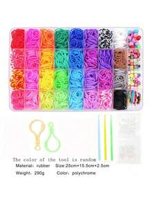 2650pcs Rainbow Silicone Rubber Band Handmade Set, DIY Bracelet Making Design, Includes Letter Charms, Creative Gift For Teenagers - Bead Kit - View 10