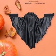 蝙蝠服装套装 - 蝙蝠翅膀披风、蝙蝠眼罩和蝙蝠耳夹，适合万圣节、吸血鬼、女巫、化装舞会、角色扮演、装扮等场合。 - 黑色 - 查看 4