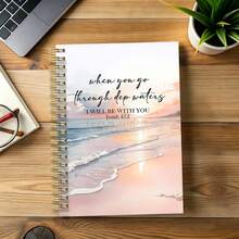 Sổ kế hoạch Kinh Thánh bìa xoắn ốc 1 cuốn - Sổ nhật ký cầu nguyện hàng tuần và hàng ngày không ghi ngày tháng, trang có dòng kẻ, bìa mềm họa tiết hoàng hôn trên bãi biển, sổ kế hoạch tôn giáo nhỏ gọn, phù hợp cho phụ nữ/nam giới, nhà thờ, sinh viên đại học - Ý tưởng quà tặng Cơ đốc giáo, sổ nhật ký bìa mềm cao cấp khổ A5 - PBS - Xem 5