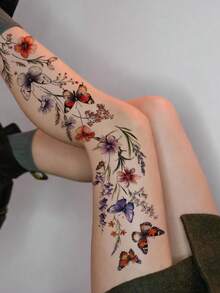 3 Sheets Minimalist Finger Temporary Tattoos, Leaf, Butterfly, Flower, Diamond, Heartbeat, Music Note Patterns, Personalized Small Designs, Waterproof Realistic Body Tattoo Stickers For Finger, Ear, Shoulder, Neck, Collar, DIY Daily, Party, Holiday Gifts - Multicolor - View 4
