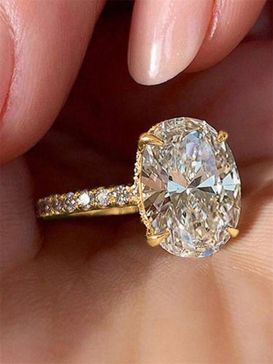 1 pieza Anillo de circonita cúbica exquisita, adecuado para mujeres, ideal para bodas, compromisos, Día de San Valentín, fiestas y como regalo - 3# - Ver 1