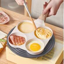 1件 4合1煎鍋，家用早餐平底鍋，不沾底平底鍋，可同時煎蛋和培根，適用於瓦斯爐和感應爐，便攜式戶外露營烘焙鍋，居家烹飪廚房用具，廚房必需品 - 查看 9