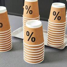 25个400毫升棕色牛皮纸一次性咖啡杯，适合家庭聚会和商务招待会 - 棕色 - 查看 7