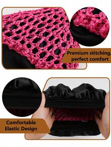 Women's Anti-Slip Satin Sleep Cap, Loose Elastic Band Sleep Cap Suitable For Natural Hair, Breathable Wide-Brim Satin Sleep Cap, Anti-Slip Night Sleep Hair Care Comfortable Satin Sleep Cap, Loose Elastic Band Non-Slip Hair Care Cap - Multicolor - View 7