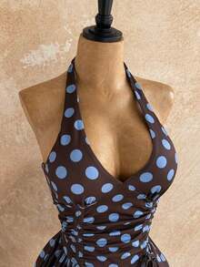 asdSoleia Nuevo vestido mini con cuello en V profundo, cintura con lazo, cuentas de madera y bajo asimétrico, adecuado para fiesta, cita, discoteca, estilo bohemio, vacaciones, ropa de mujer de otoño, vintage, días festivosasd CQT4 - Multicolor - Ver 3