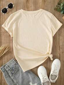 Women's Clothing, Lauryn Hill Vintage Print, Casual Printed T-Shirt 100% Cotton 220g, Graphic Tees For Women, Tops, Summer Sets, Tops For Women, Unisex - 杏色 - 查看 3