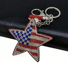1pc Diamond Art Keychain For Adults Patriotic Diamond Painting Key Ring Double Sided American Flag Red White Blue Star Hanging Ornaments For Independence Day DIY Decor - Nhiều màu - Xem 4