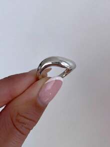 ESBERRY 1 chiếc nhẫn cong bằng bạc sterling 925 bóng, thích hợp để đeo hàng ngày, dự tiệc, là món quà trang sức tinh tế, lý tưởng làm quà sinh nhật. - Vòng cong trơn tru - Xem 6