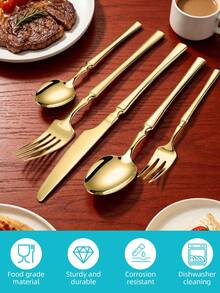 5 pezzi/20 pezzi/30 pezzi Set di posate in acciaio inossidabile, adatto per casa, cucina, ristorante, hotel, matrimonio, regalo di Natale - - - Visualizzare 4