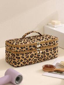 1pc Floral Double Layer Hair Tool Storage Bag, Cute Large Capacity Makeup Organizer Bag, Can Store Hair Dryer, Styling Tools, Travel Hair Tools, Curling Iron, Hair Dryer, Hair Clips, Straightener, Perfect For Travel, Valentine's Day, Christmas, Mother's Day Gift, Home And Travel Essential - Multicolor - View 15