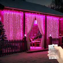 1 bộ đèn dây LED chạy bằng pin, trang trí rèm cửa trong nhà, trang trí cửa sổ nhà, trang trí phông nền tiệc ngày lễ. - Đèn rèm hộp pin - Xem 29