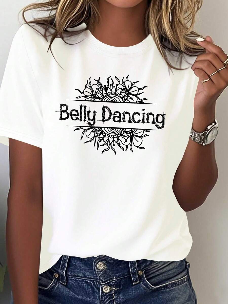 Camiseta gráficara mujer de tela suave