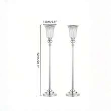 2pcs 28 Inch (Approx. 72cm) High Metal Trumpet Vase, Suitable For Wedding Banquet Anniversary Ceremony Centerpiece Decor, Party Tabletop Gold Flower Stand Ornament/Gold And Silver 2 Colors Available (Flowers Not Included) - 2pcs - View 3
