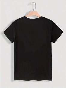 Camiseta de Talla Grande para Mujeres con Estampado de Gato - Top Casual de Manga Corta y Cuello Redondo con Diseño Geométrico de Gato, Tela Transpirable para Primavera y Verano, Lavable a Máquina, Atuendo Casual, Camiseta de Ajuste Relajado - Negro - Ver 2