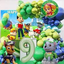 Green Paw Print Style Foil Number Balloons, Including Light Green, Green And Blue, Suitable For Birthday Party Decoration, Happy Birthday Balloon Set, Ideal For Adult Birthday Party Wall Decoration Balloon Set - View 11
