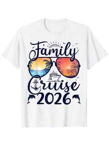 1 pieza de camisetas a juego para la familia, para la crucero de verano 2026, 180g, 100% algodón, los diseños están impresos. Unisexo. - Blanco - Ver 2