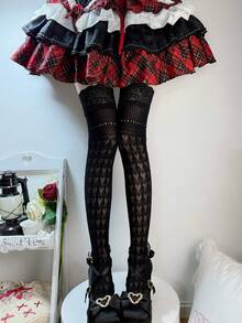 1 đôi tất nữ mỏng, khoét rỗng, cao đến đùi, kiểu Lolita, đa năng cho mùa xuân/hè. - Nhiều màu - Xem 4