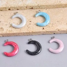 1pc/5pcs Minimalist Stainless Steel 304 Electroplated Durable Multi-Color Teardrop Moon Pendant, Suitable For Keychain, Bag Decor, DIY Jewelry Making Necklace Bracelet Earring Accessories - S3418 - View 5