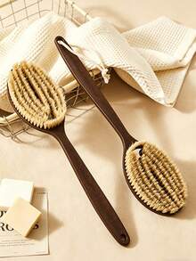 2pcs/Set, 1 Exfoliating Brush + 1 Hook, With Soft And Hard Bristles, Double-Sided Long Handle Bath Brush, Back Scrubbing Brush, Bath Or Dry Body Exfoliation, Soft Bristle Exfoliating Brush, Bristle Brush, Exfoliating Brush - Multicolor - View 7
