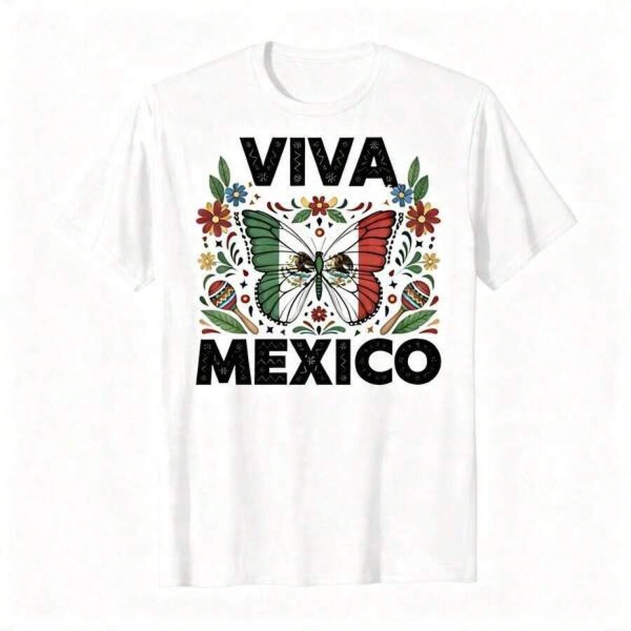 Playera Viva México con Mariposa de Bandera Mexicana y Flores, blusas para mujer, blusas casuales para dama, playeras de mujer, blusas elegantes dama, blusas casuales para dama, blusa blanRopa De Mujer / Ropa De Mujer De Uso Diario / Blusas, Camisas Y Camisetas De Mujer / Camisetas De Mujer Ropa Deportiva Basicos Mujer Short Playeras Para Hombre - Blanco - Ver 1