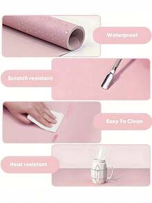 Thảm lót bàn làm móng màu hồng nhạt, chất liệu da PU mềm chống thấm nước, thảm lót bàn làm việc trong studio, đệm kê tay gấp gọn, thảm lót bàn làm móng, thích hợp cho tiệm làm móng và sử dụng tại nhà. - Bụi hồng - Xem 3