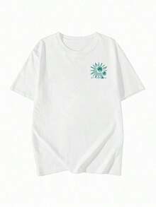 Camiseta de manga corta casual, holgada y versátil con estampado gráfico de limonada.Adecuado para uso casual y de vacaciones. - Blanco - Ver 3