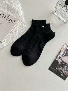 3/6 Pairs Women Mixed Color Heart Pattern Mesh Breathable Short Ankle Socks - Multicolor - View 5