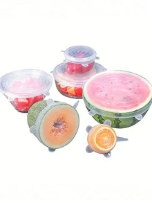 1/6pcs Silicone Stretch Lids, Food Bowl Covers, Reusable Food Saver Lids, Expandable Multi-Function Fruit & Vegetable Fresher Covers, Sealing Covers, Food Storage Containers, Reusable, Kitchen Accessories, Kitchen Storage Essentials, Tableware, Silicone Bowl Covers, Microwave Lids, Sealing Lids, Silicone Sealing Covers, Household Items - Multicolor - View 5