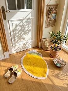 1pc Lemon Shaped Rug, Fresh Fruit Style Crawling Mat, Cute Lemon Design Carpet For Living Room, Soft Plush Bathroom Entrance Mat, Comfortable Footpad, Suitable For Bathroom And Living Room Decor - A - View 4
