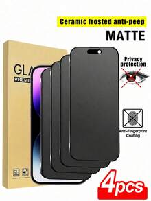 BOLLYMORE 4片装磨砂陶瓷隐私屏幕保护膜，兼容 17 Pro Max/17 Pro/17/Air/16 Pro Max/16/16 Pro/16 Plus/14 Pro Max，9H+防刮，触控灵敏，兼容手机壳，包含清洁套装，高品质9H+陶瓷膜 - 4PCS Ceramic - 查看 23