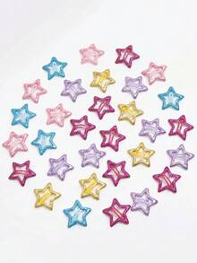 10pcs Colorful Glowing Star Hair Clips, Luminous Hair Accessories, Fluorescent Bangs Clips, Fun Hair Clips Set For Concert Support - Multicolor - View 7