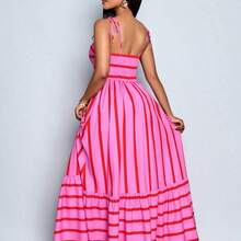 Women's Flowing Striped Maxi Dress With Shoulder Straps And Chest Gathering, Suitable For Vacation, Beach, Commuting, And Casual Daily Wear, Elegant Gown (Random Floral), Summer Outfits , Summer Tops Summer Clothes , Summer Outfits For Women , Summer Holiday Outfits , Summer Outfit For Women,Beach , Beach Dress , Beach Dresses , Beach Outfits For Women, Beach Outfit For Women , Beach Outfit , Vacation Outfits Women , Holiday Outfits For Women , Summer Holiday Outfits , Vacation , Holiday , Vacat - Verde Oliva - Ver 3