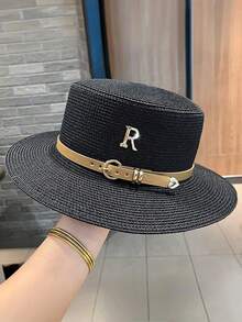 1pc Bohemian Style Women's Fashionable Cute Straw Hat, With Leather Buckle, Suitable For Beach Vacation, Daily Wear And Sun Protection, Cowboy Hat, Valentine's Day Gift, Women's Hat, Beach Hat For Outdoor Activities, Vacation, Travel, Outfit Accessories, And Gifting - White - View 6