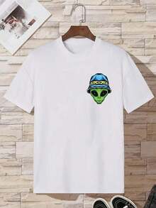 Men's T-Shirt With Alien Print - White - View 2