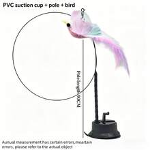 Multi-Color Interactive Cat Teaser Wand With Feather & Bell, Durable Self-Play Cat Toy With Strong Suction Cup Base, Suitable For Indoor Cat Exercise, 1pc - Purple - View 10