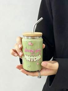 粉色抹茶冷飲玻璃吸管杯 大容量日常玻璃吸管杯 適用於咖啡、抹茶、果汁等，也可作為花瓶或燭台使用，送給女生的最佳禮物選擇 - 彩色 - 查看 7