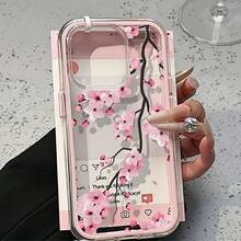 花朵图案时尚美观软边透明全包覆TPU手机壳，适用于 11/12/13/14/15/16/17 Pro Max，精美礼品 - 彩色 - 查看 4