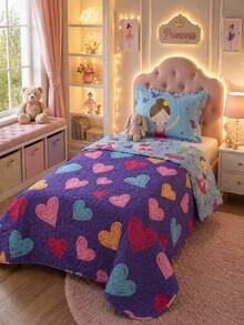 Double Print Children's Single Bedspread Set (2 Pieces) - Ballerina - View 4